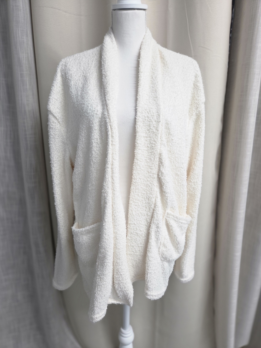 if it were me Cozy Ivory Plush Open Cardigan Luxe Lounging Oversized Size XL